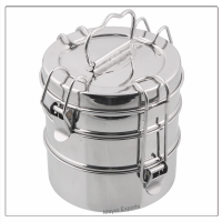 Stainless Steel Tiffin with 4 Lock Clips