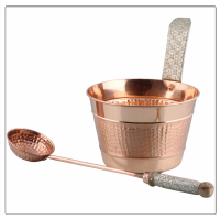 Copper Sauna Ladle with Metallic Wood Handle