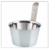 Stainless Steel Sauna Bucket with Metallic Wood Handle