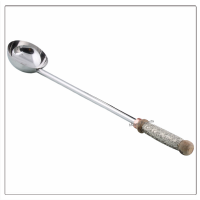 Stainless Steel Sauna Ladle with Metallic Wood Handle