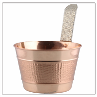 Copper Sauna Bucket with Metallic Wood Handle