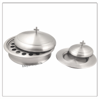 Communion Tray with Lid & Stacking Bread Plate with Lid - Matte(satin) Finish