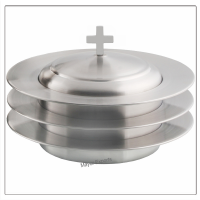 2 Communion Trays with Lid & 2 Stacking Bread Plates with Lid & 80 Cups - Mirror Finish