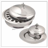 Communion Tray with Lid & Stacking Bread Plate with Lid - Mirror Finish