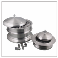 2 Communion Trays with a Lid and a Base & Stacking Bread Plate with a Lid and a Base + 80 Cups Stainless Steel Matte Finish