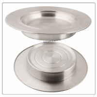 2 Communion Trays with a Lid and a Base & Stacking Bread Plate with a Lid and a Base + 80 Cups Stainless Steel Matte Finish