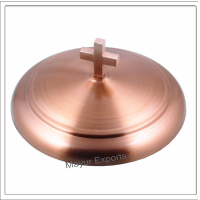 2 Communion Trays with Lid & 2 Stacking Bread Plates with Lid & 80 Cups - Copper Finish