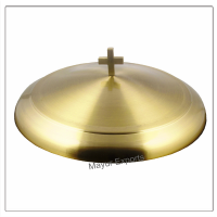 Communion Tray with Lid & Stacking Bread Plate with Lid & 40 Cups - Brass Matte Finish