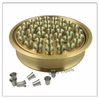 Communion Tray with Lid & Stacking Bread Plate with Lid & 40 Cups - Brass Matte Finish