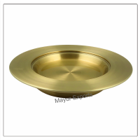 Communion Tray with Lid & Stacking Bread Plate with Lid & 40 Cups - Brass Matte Finish