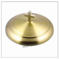 Communion Tray with Lid & Stacking Bread Plate with Lid & 40 Cups - Brass Matte Finish