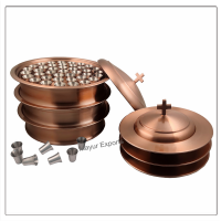 3 Communion Trays with Lid & 3 Stacking Bread Plates with Lid & 120 Cups - Copper Finish