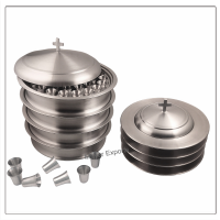 4 Communion Trays with Lid & 4 Stacking Bread Plates with Lid & 160 Cups - Matte Finish