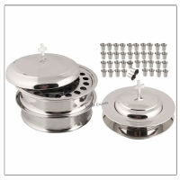 2 Communion Trays with Lid & 2 Stacking Bread Plates with Lid & 80 Cups - Mirror Finish