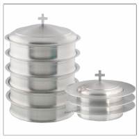 5 Communion Trays with Lid & 3 Stacking Bread Plates with Lid - Matte(satin) Finish